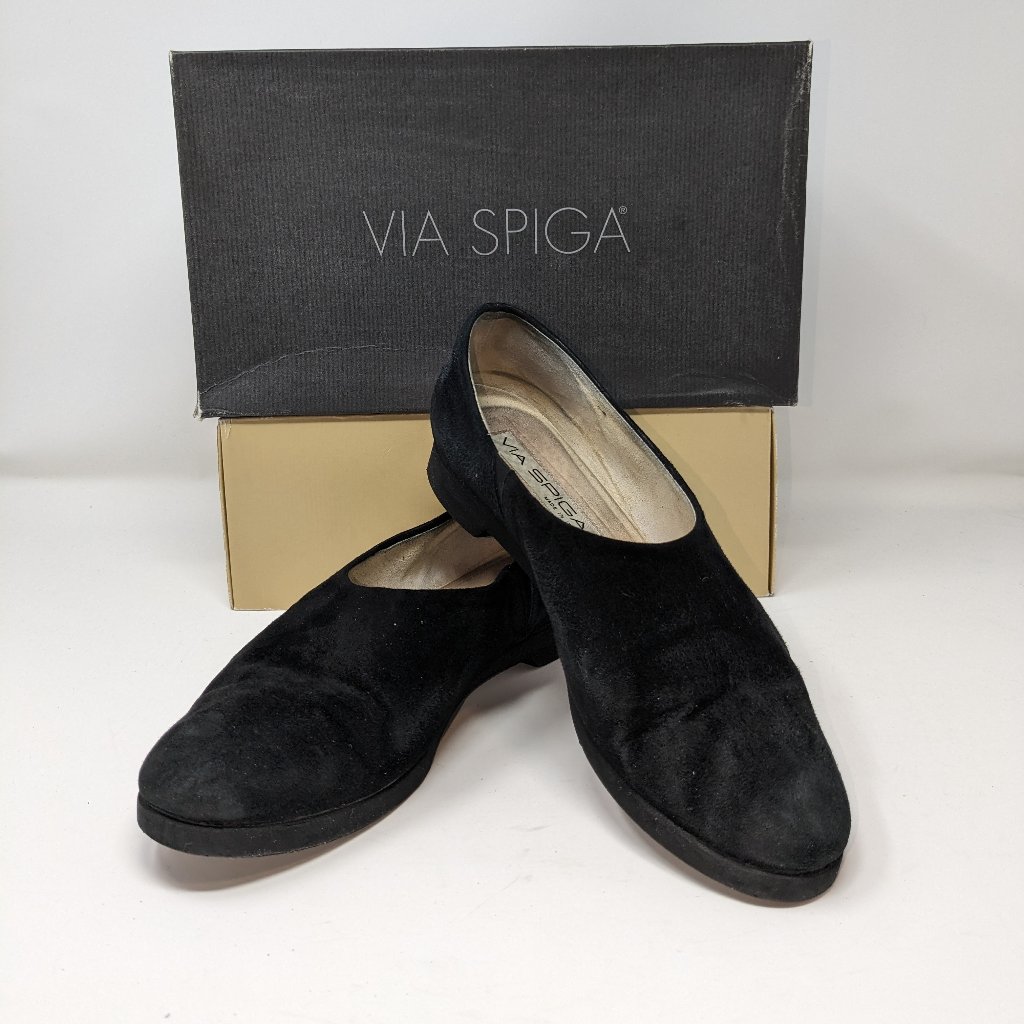 Via Spiga Hal Black Suede Flats Size 8 1/2